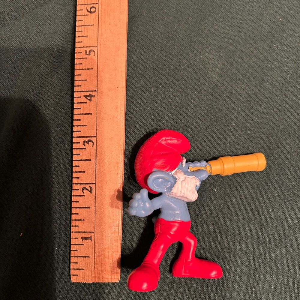 Blue and Red Smurf Action Figure with Telescope